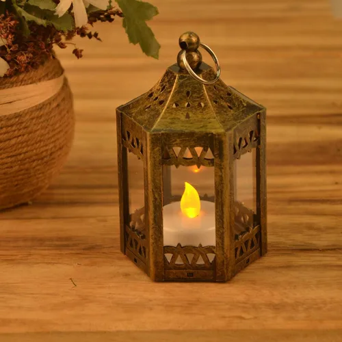 Vista 2 de zkee Mini linterna de estrella con LED parpadeante, batería incluida, linterna colgante decorativa, linterna decorativa de Navidad, linterna de vela