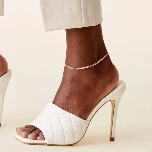 Vista 2 de PAVOI Tobilleras planas de oro chapado en oro de 14 quilates para mujer