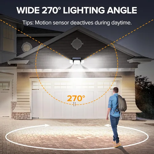 Vista 7 de UME Luces solares para exteriores, 332 LED, 7000 K, luces superbrillantes con sensor de movimiento para exteriores con 2 sensores, IP65 impermeable