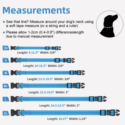 Vista 7 de Collar reflectante para perro, collar de neopreno suave de nailon acolchado para mascotas con hebilla de liberación rápida, diseño sin