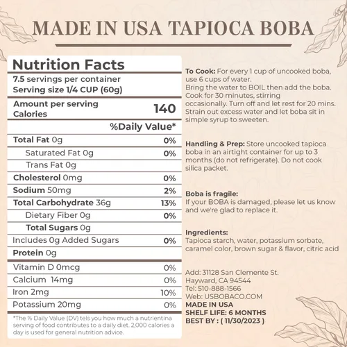 Vista 2 de US Boba - Té de burbujas de perlas de tapioca de 30 libras (1 libra x 30) fabricado en Estados Unidos para té con leche, café, hielo afeitado