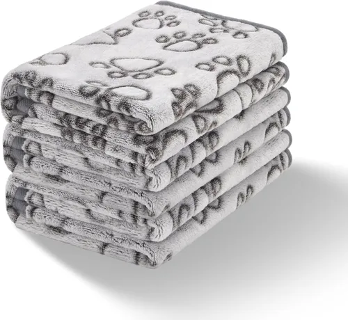 Stuffed 3 mantas suaves de alta calidad para perros pequeños, manta para gatos, manta calmante lavable para cama, sofá, funda de protección para Gris
