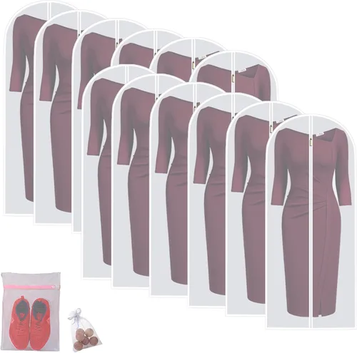 Vista 9 de Bolsas transparentes para colgar ropa de viaje (juego de 6) bolsas de traje para almacenamiento de ropa, bolsas de almacenamiento de ropa, funda