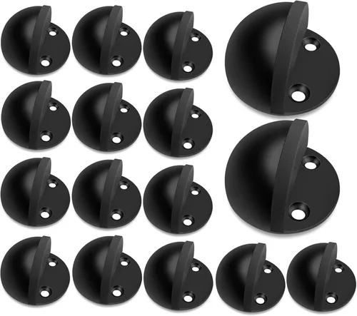 Vista 10 de Topes de puerta para piso, tope de puerta adhesivo montado en el suelo, acero inoxidable, topes de puerta de goma para parachoques de puerta, Negro