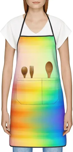 Vista 3 de Mixed color pattern Chef Apron for Men and Women - Waterproof Kitchen Chef Apron with Pockets, Perfect for Cooking, Salon & More