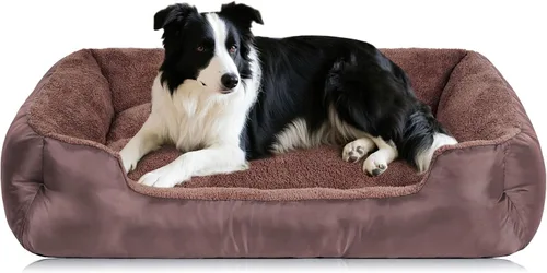 Vista 9 de Camas para perros pequeños, camas para mascotas pequeñas con laterales, cama rectangular para perros con fondo antideslizante