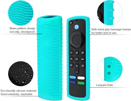 Vista 4 de Paquete de 3 fundas protectoras para control remoto Fire TV, material de silicona amigable, a prueba de caídas, polvo, lavable, compatible