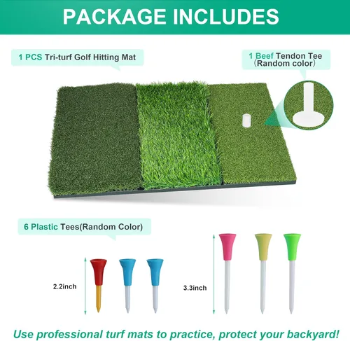 Vista 3 de NEWCARE Golf Hitting Mat, Thickened Golf Practice Mat for Indoor Outdoor Training, Swing Path Hitting Turf Mat with Non-Slip Rubber Backing, Golf