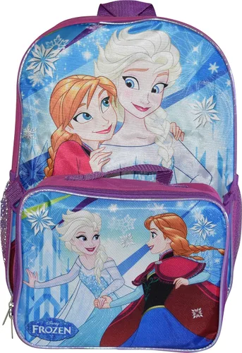 Vista 2 de Group Ruz Frozen Anna Elsa Mochila de 16 pulgadas con fiambrera desmontable a juego