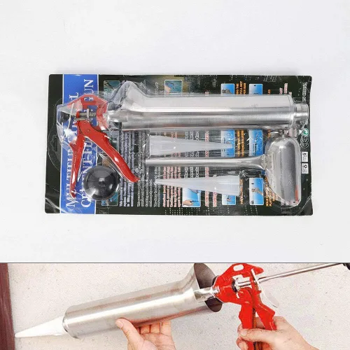 Vista 2 de Pistola de mortero para señalar lechada, mortero de cemento, pistola de calafateo de acero inoxidable, herramienta aplicadora de mortero