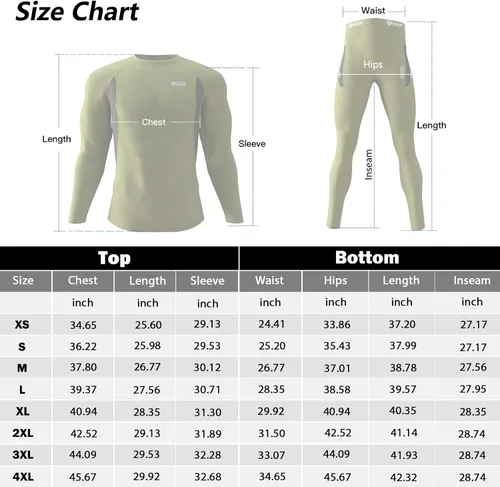 Vista 6 de Thermal Underwear for Men Long Johns Set with Fleece Lined Winter Hunting Gear Warm Base Layer Sport Top Bottom