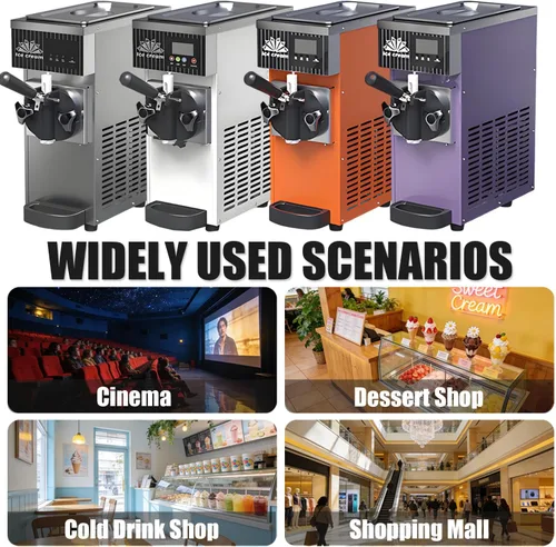 Vista 7 de Ice Cream Machine, Soft Serve Machine, Maquina De Helados, with LCD Control Panel and 3 Ice Cream Molds, 2.5l + 1l Capacity, 4-5kg/H, Adjustable