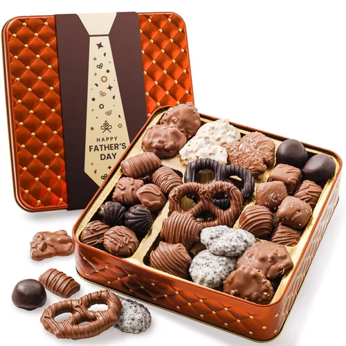 Cesta de regalo de chocolate para el día del padre, bandeja de arreglo de regalos de comida, caja de aperitivos gourmet, idea de entrega primera,