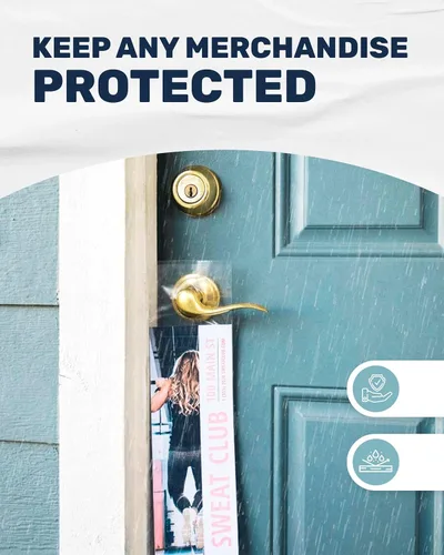 Vista 6 de Skywin - Bolsas de plástico para colgar puertas de 6 x 19 pulgadas (paquete de 100), bolsas transparentes para colgar puertas que protegen volantes