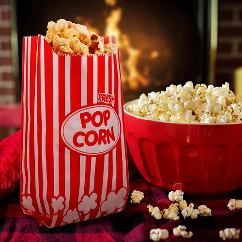 Vista 4 de Potchen 300 bolsas de palomitas de maíz, bolsas de papel a granel, bolsas de palomitas de maíz, bolsas de palomitas de maíz, contenedor desechable