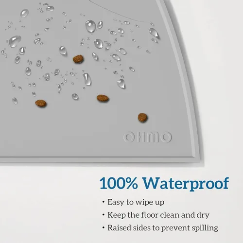 Vista 4 de OHMO - Tapete de silicona para comida para gatos, tapete de alimentación de mascotas para el piso, antideslizante e impermeable, bandeja para agua