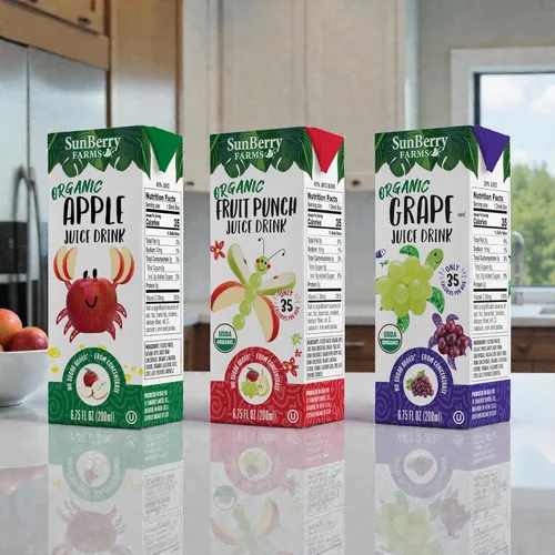 Vista 7 de Sunberry Farms Organic Variety Pack Juice Boxes 6.75 fl oz (36 Pack) Apple, Fruit Punch & Grape USDA Organic Kids Drinks No Artificial Flavors