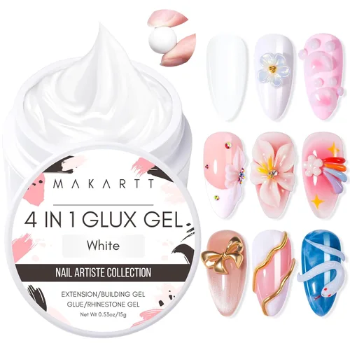 Vista 10 de Makartt 3D Gel para uñas de arte: Gel de uñas constructor sólido transparente 4 en 1 no pegajoso para extensión, pegamento UV para uñas acrílicas