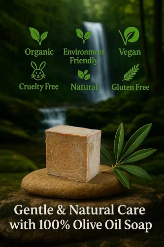 Vista 3 de Jabón de Alepo – 100% aceite de oliva – Paquete de 2 (7 onzas cada uno) – Jabón de Castilla tradicional hecho a mano – Limpiador de piel vegano