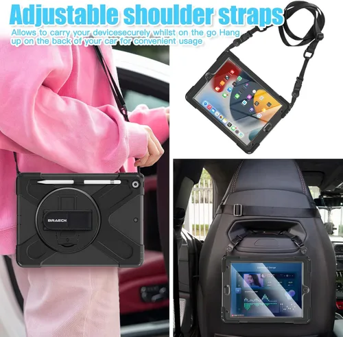 Vista 6 de BRAECNstock - Funda para Apple iPad de 9ª/8ª/7ª generación, de 10.2" 2021/2020/2019, funda protectora a prueba de golpes para iPad de 10.2 pulgadas