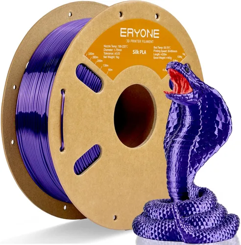 Vista 35 de ERYONE Filamento de ácido poliláctico (PLA) de seda bicolor para impresora 3D, de 1.75 mm +/- 0.03 mm, carrete de cartón de 1 kg (2.2 libras), negro