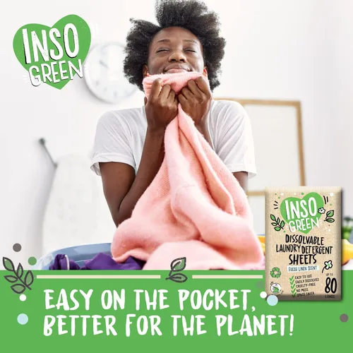 Vista 2 de Hojas de detergente ecológico para lavandería - 80 lavados de ropa Hojas de detergente - 40 sin envase de plástico Detergente en hojas para lavadora