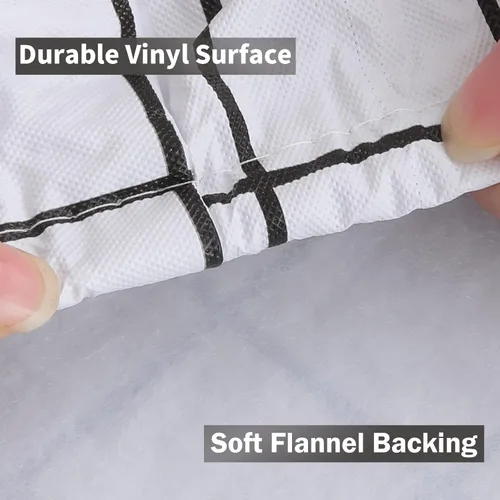 Vista 255 de Mantel rectangular, manteles de plástico elásticos ajustables con parte trasera de franela para mesas de 4 pies, manteles de vinilo impermeables