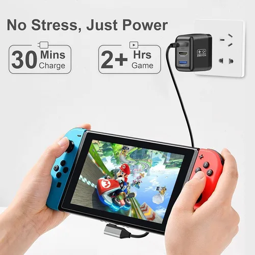 Vista 3 de RREAKA Cargador de base para interruptor, estación de acoplamiento de TV portátil de 30 W para Nintendo SwitchOLED con 4K 60Hz HDMIUSB2.0USB-C 3.1