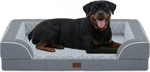 Vista 17 de Camas ortopédicas para perros grandes, cama de espuma viscoelástica impermeable para mascotas grandes con lados 89x56 cm, sofá para perros grandes