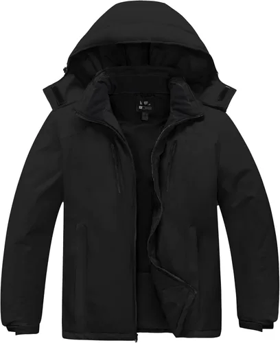 Chamarra impermeable para hombre de talla grande Skieer, chaqueta de esquí Big&Tall, abrigo cálido de invierno con capucha