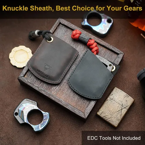 Vista 6 de VIPERADE PJ27 Funda de cuero para nudillos EDC, funda de monedas EDC para hombres, pequeña funda de cuero EDC para encendedor, llave de automóvil
