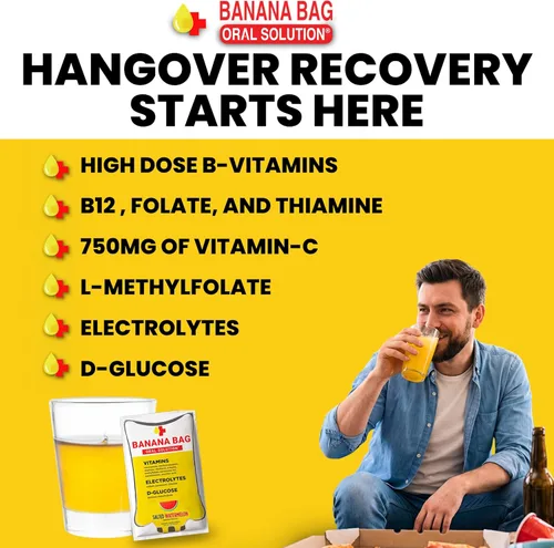 Vista 4 de Banana Bag Oral Solution Paquetes – Bolsa de 30 paquetes de lima limón natural Una mezcla refrescante de electrolitos, vitamina C y complejo B