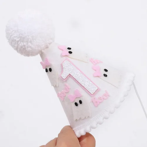 Vista 4 de WAOUH Sombrero de medio cumpleaños - Corona de arco para bebé de 6 meses, mini accesorio para fotos