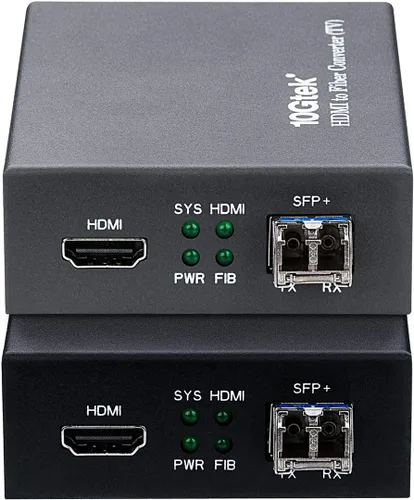 Vista 2 de 10Gtek Un par de convertidor de HDMI a fibra óptica, extensor HDMI con transceptor SFP+, módulo SFP+ LR Lite de hasta 1.2 mi de longitud de enlace