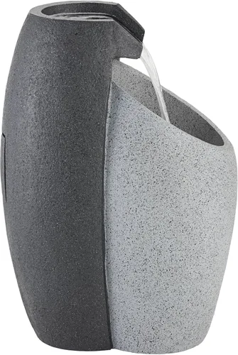 Vista 6 de Cascada de 25 pulgadas de alto grande moderna decoración interior al aire libre fuente de suelo de piedra sintética con luz LED característica