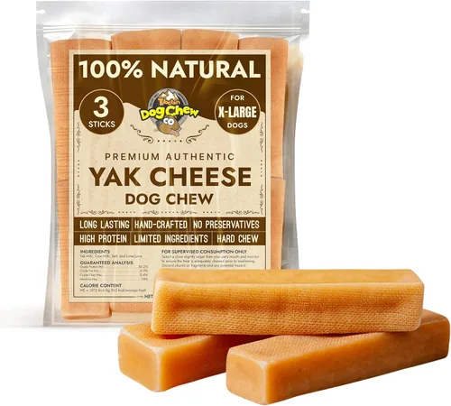 Vista 10 de Tibetan Dog Chew Palitos de queso Yak: golosinas naturales hechas a mano para perros extra grandes, duraderas y fáciles de digerir sin aditivos