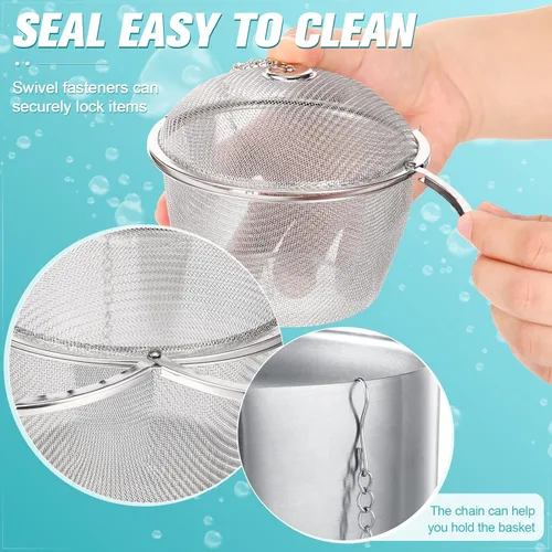 Vista 7 de Honeydak 3 cestas limpiadoras de joyas, cesta limpiadora de vapor, cesta de acero inoxidable para piezas pequeñas y solución limpiadora