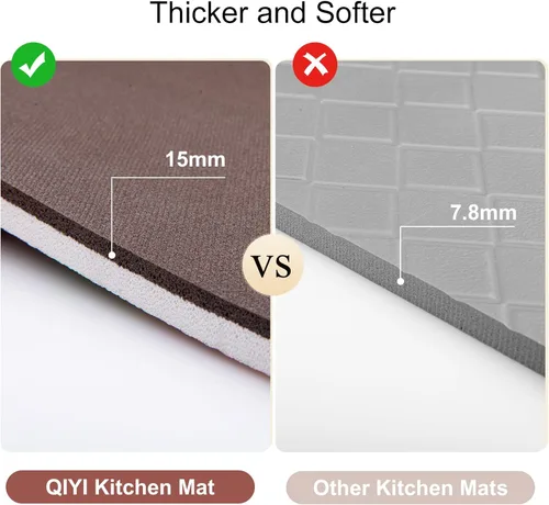 Vista 7 de QIYI Tapete de Cocina Anti Fatiga, Alfombra de Cocina Boho Acolchada de Espuma de 3/5" de Grosor, Tapete de Piso Impermeable y Cómodo Decoración