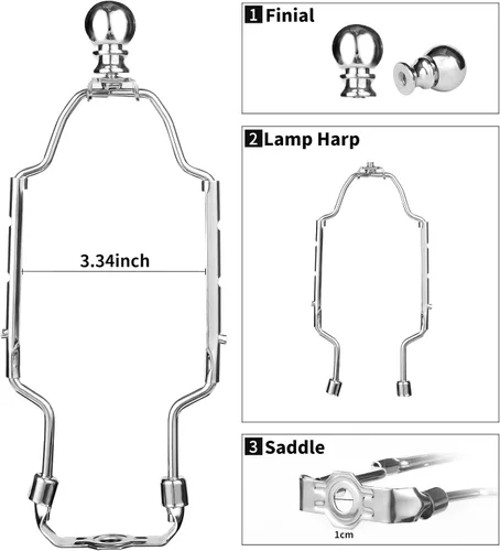 Vista 3 de Soporte de pantalla de lámpara, arpa de lámpara, piezas de lámpara, kit de lámpara - soporte de pantalla con silla estándar 3/8 para mesa y lámpara