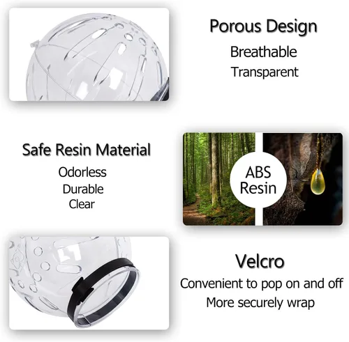 Vista 4 de Bozal transparente para gatos con capucha transpirable, casco de astronauta ajustable para gatito que previene que las mascotas muerdan, mastiquen