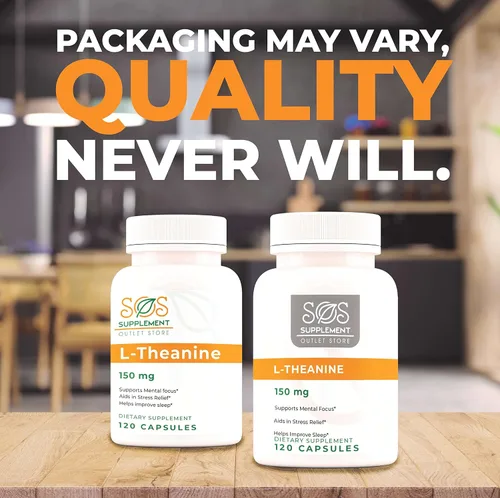 Vista 7 de SOS L-teanina, suplemento de enfoque de apoyo cerebral, 100 mg, 120