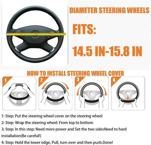 Vista 2 de Funda elástica elástica para volante de automóvil, protector de microfibra transpirable de seda de hielo para volante de vehículo de 15 pulgadas