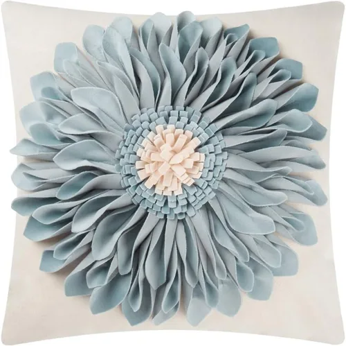 OiseauVoler Fundas de almohada hechas a mano de 18 x 18 pulgadas, fundas de cojín de girasol 3D azules, fundas de almohada decorativas para sofá,