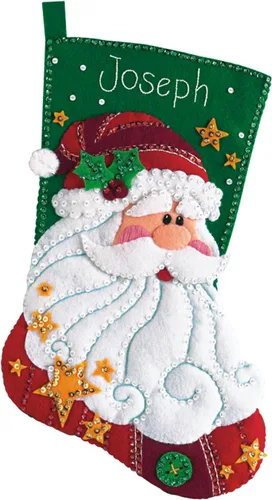 Vista 10 de Dimensions 71-09162 Chill Out Kit de Calcetín de Navidad de Needlepoint Personalizable, 16" de Largo, Multicolor, 7 piezas
