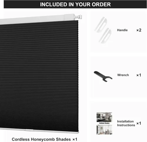 Vista 7 de Persianas sin herramientas sin taladrar para ventanas, persianas celulares opacas modernas, sin cordones, persianas de panal de abeja, fáciles