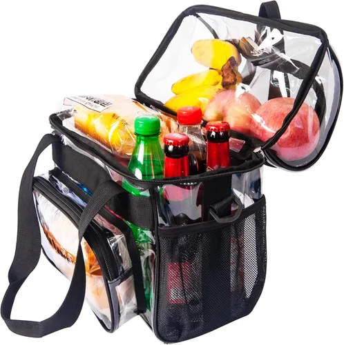 Vista 6 de Bolsa de trabajo transparente aprobada para estadios, bolsa de trabajo transparente de PVC transparente, kit de viaje para maquillaje, bolsa