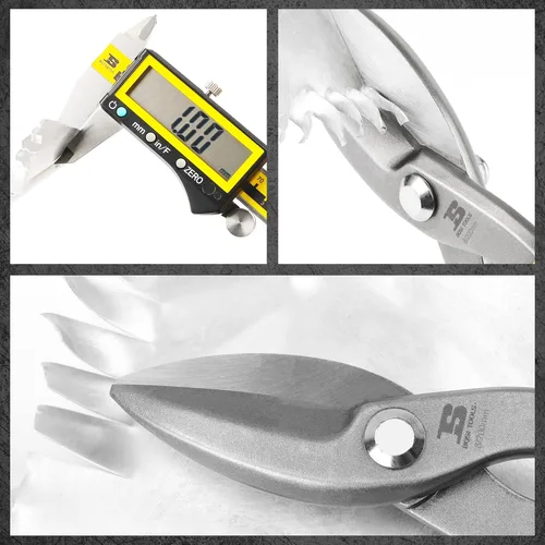 Vista 4 de Cortadores de metal con patrón recto de 8 pulgadas, acero al carbono forjado y tratado térmicamente de alta resistencia con cómodo mango de goma