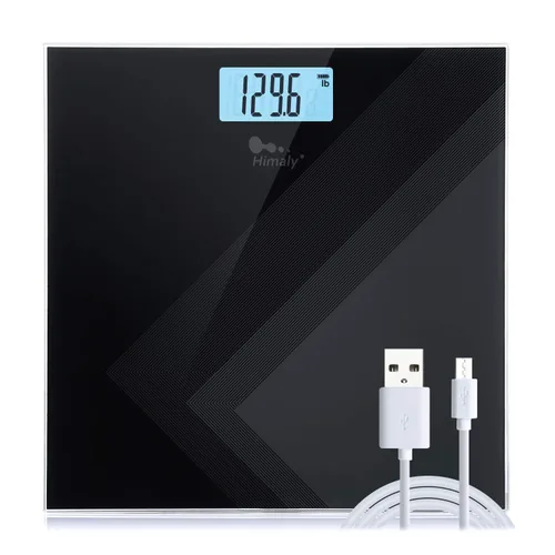himaly Báscula digital de peso corporal, báscula de baño recargable por USB con tecnología Step-On, pantalla de luz trasera, escala de peso digital,