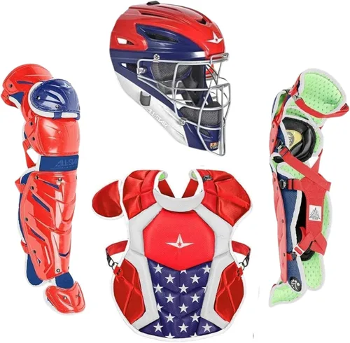 Vista 25 de All-Star Eje S7 de 9 a 16 años – Kit de equipo de captura de béisbol (incluye casco, protector de pecho, protectores de piernas), cumple con NOCSAE