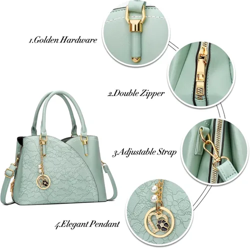 Vista 3 de KKXIU Monederos y bolsos de mano con triple compartimento para mujer, bolso de mano con asa superior